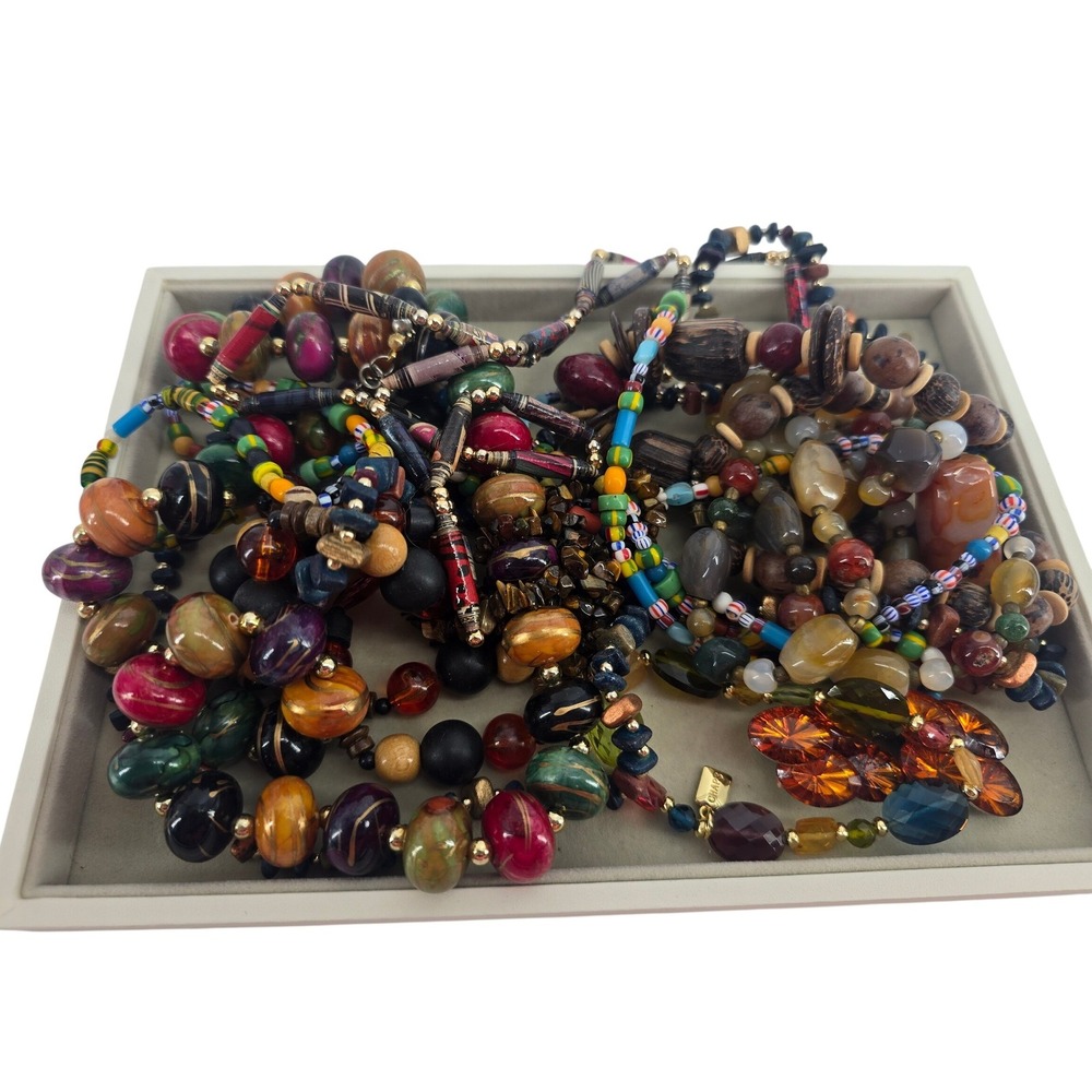 Unbranded Beaded Necklace Lot Women OS Boho Eclectic Multicolor EUC